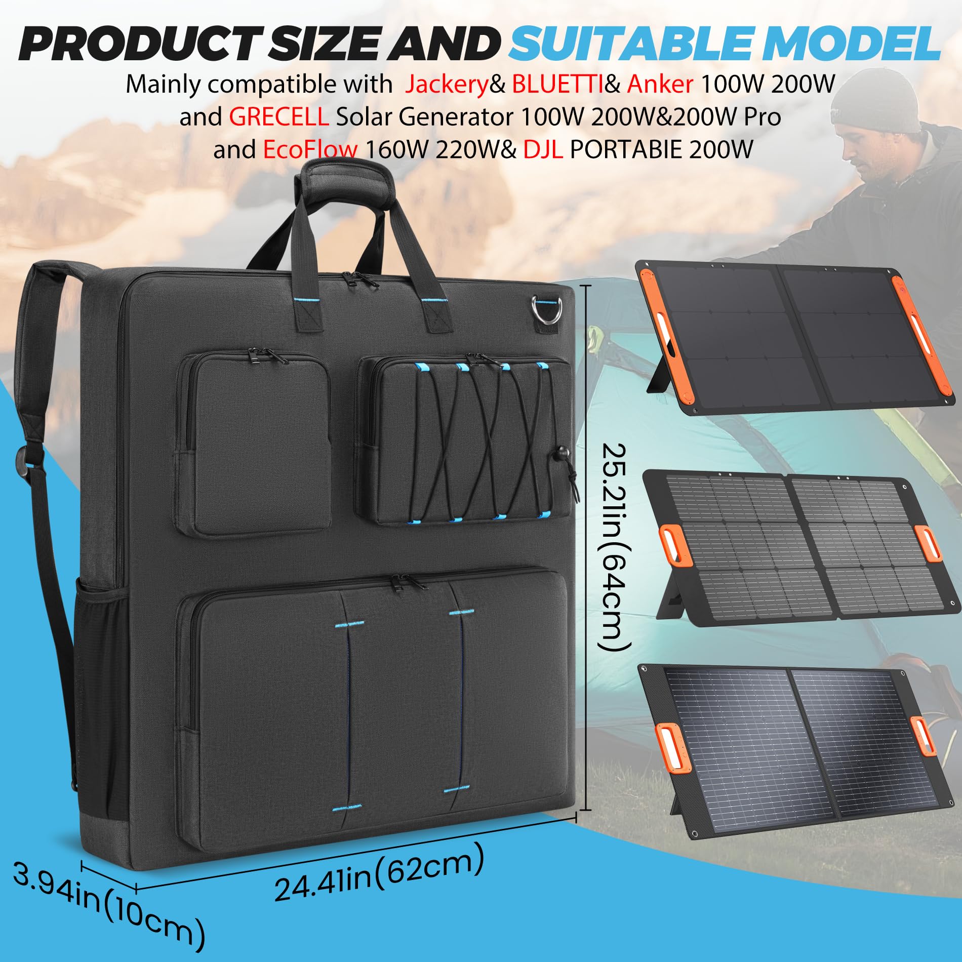 Undomip front pockets with chargers and cables offering fast-access benefit