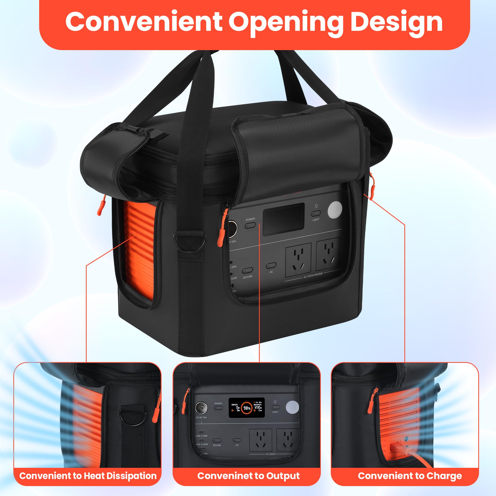 Undomip padded interior detail protecting Jackery Explorer 1000 V2 from vibration damage