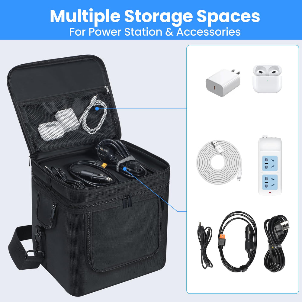 Undomip top pockets holding cables and chargers for organized transport