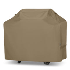 Unicook front view of 55-inch taupe grill cover protecting grill
