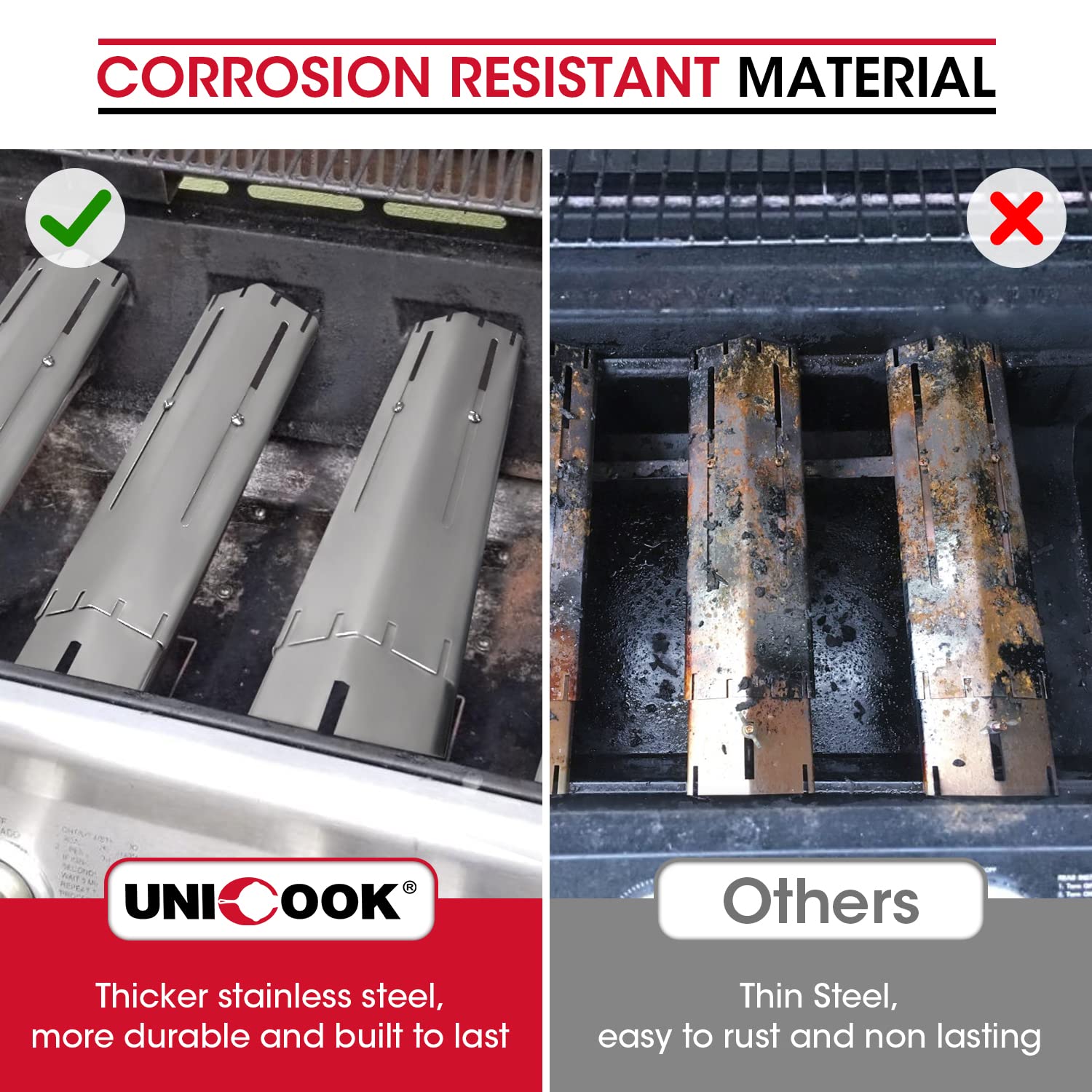 Unicook extended plate measuring on a grill demonstrating adjustable length up to 21 inches