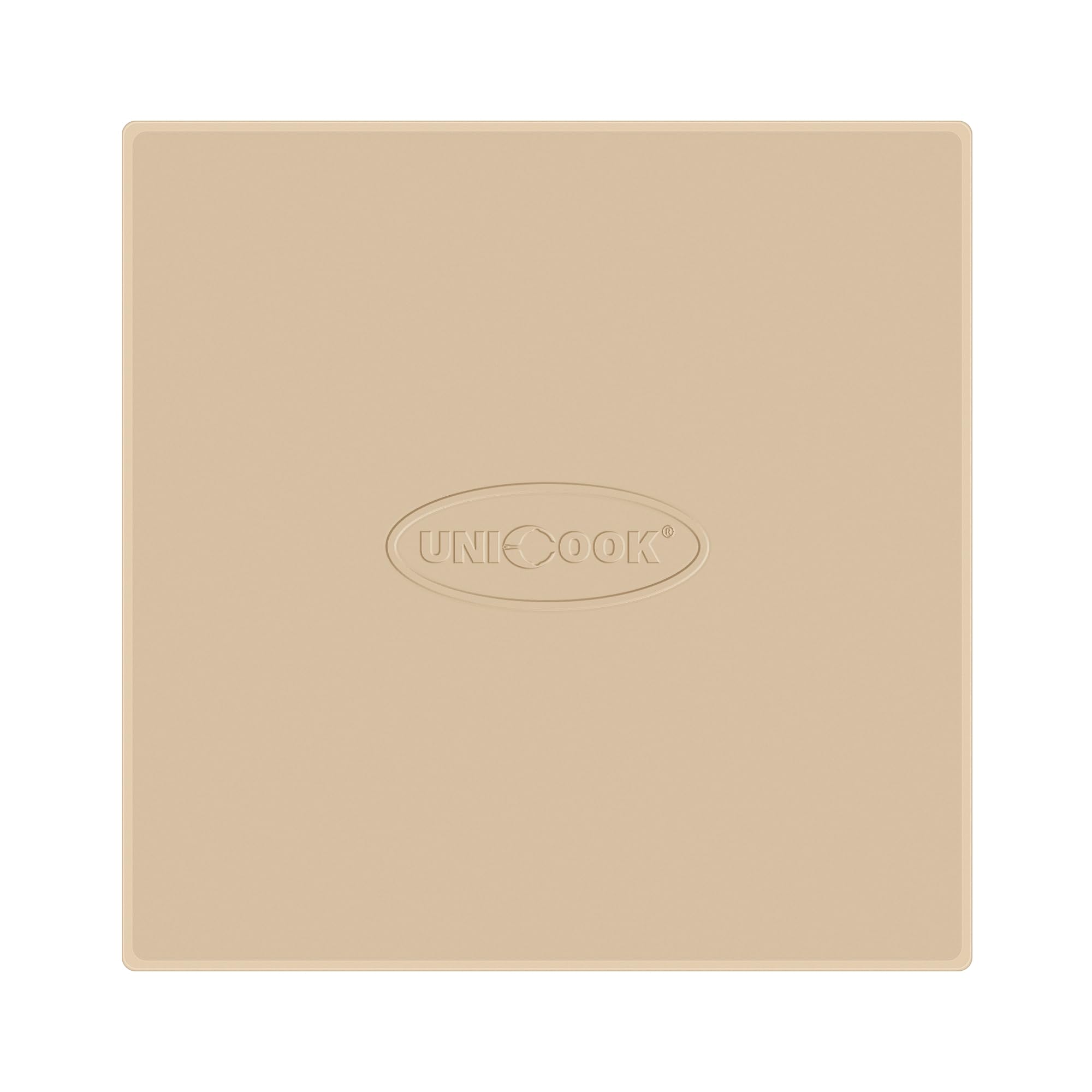 Unicook front view of square pizza stone showing durable build and fit