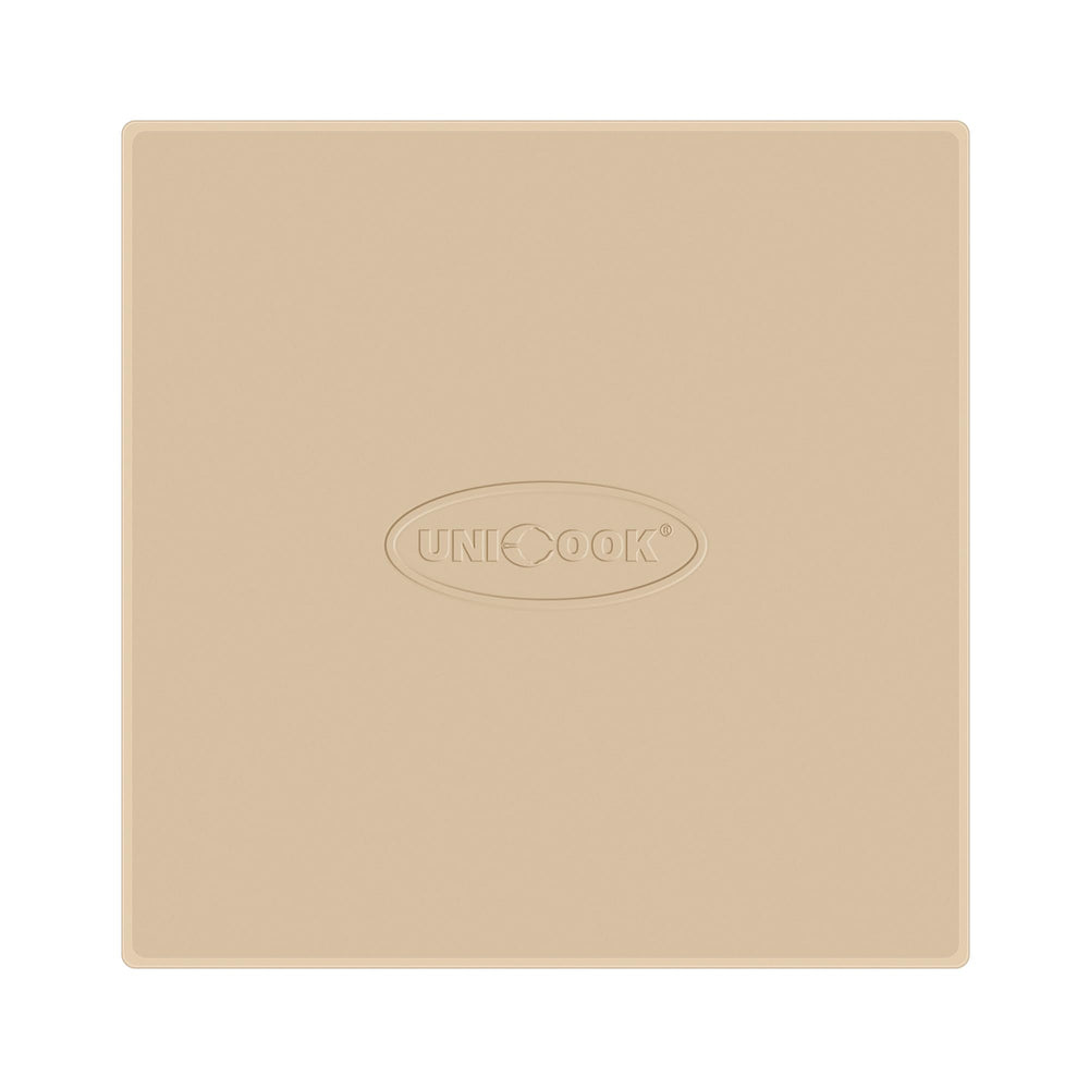 Unicook front view of square pizza stone showing durable build and fit