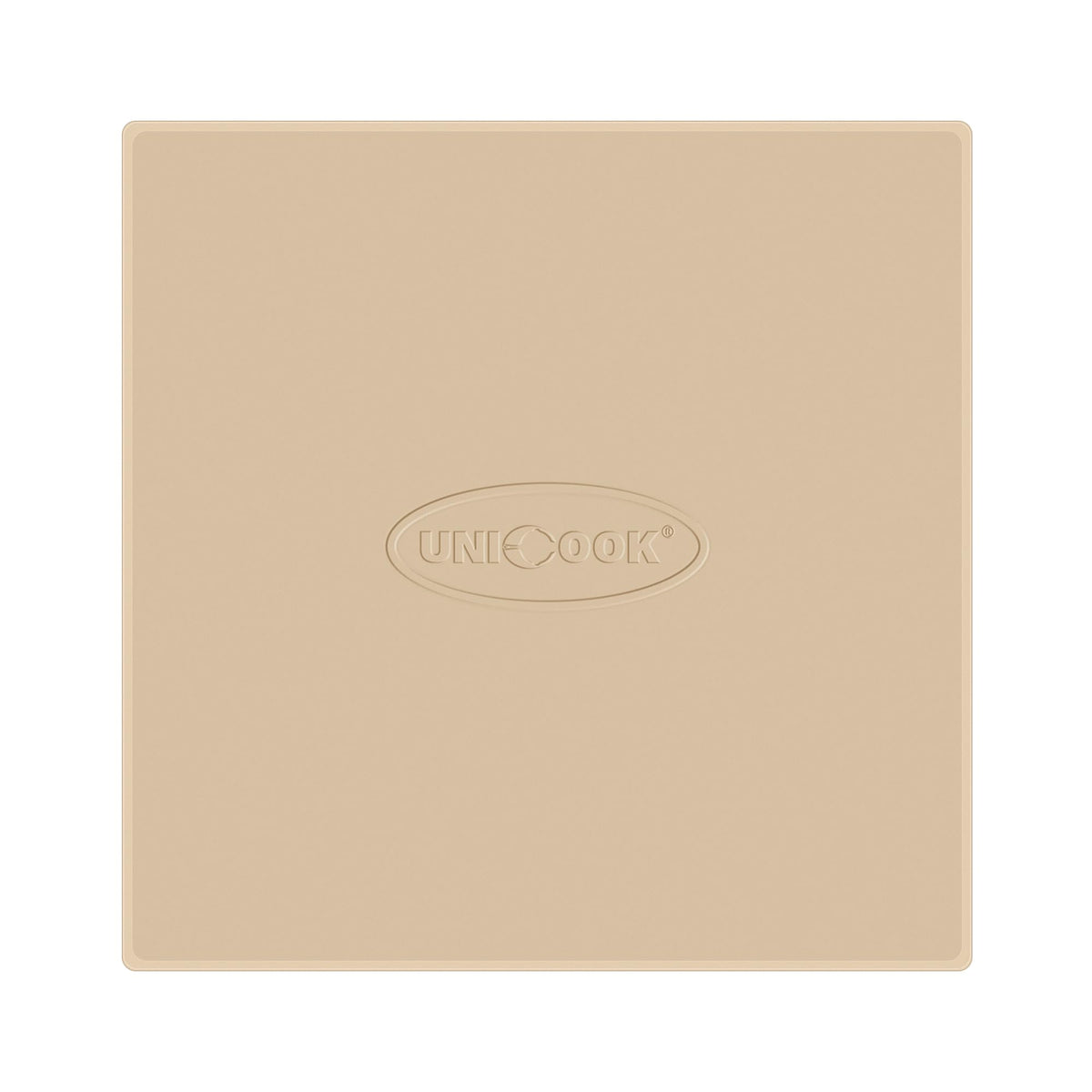 Unicook front view of square pizza stone showing durable build and fit