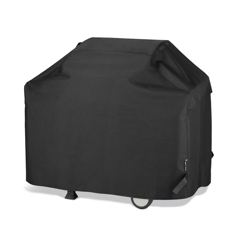Unicook front view showing full grill cover protecting grill from weather