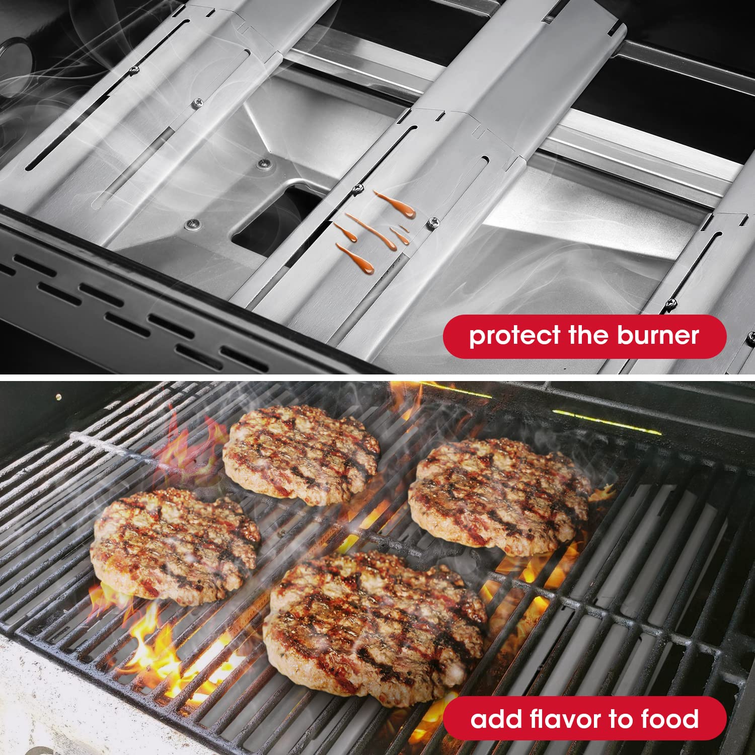 Unicook image of grease collecting on plate illustrating flare-up prevention benefit