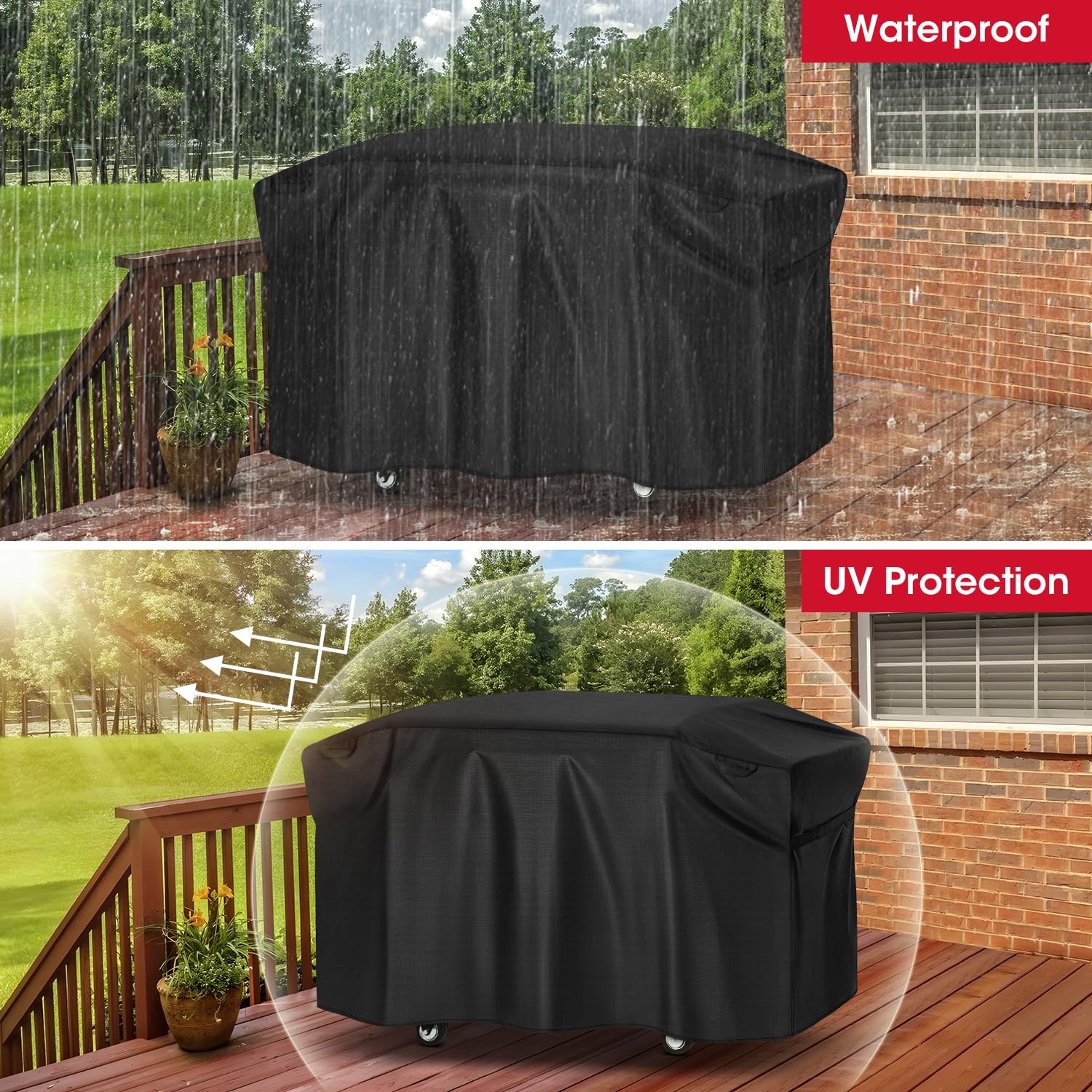 Unicook cover in backyard setting protecting griddle from elements