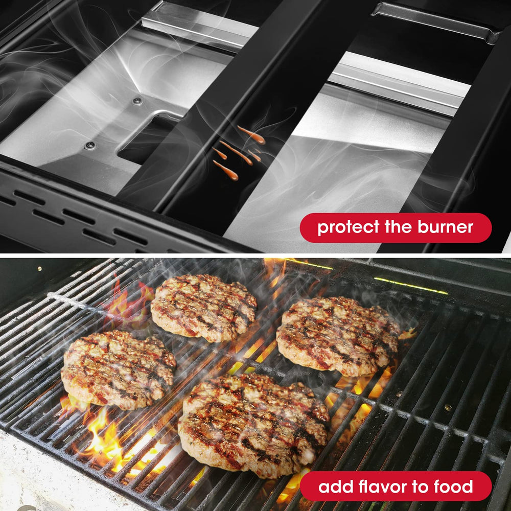 Unicook heat plates catching drips to reduce flare-ups and enhance flavor