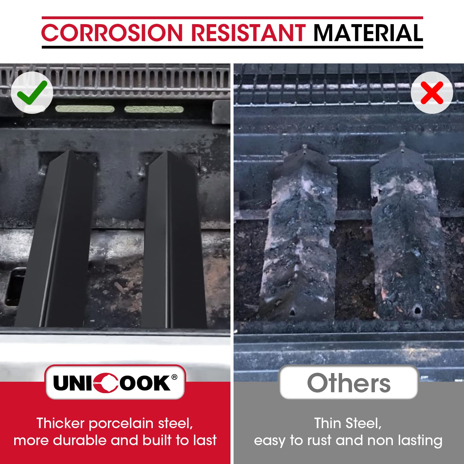 Unicook installed on a Weber Spirit grill protecting burners and improving heat
