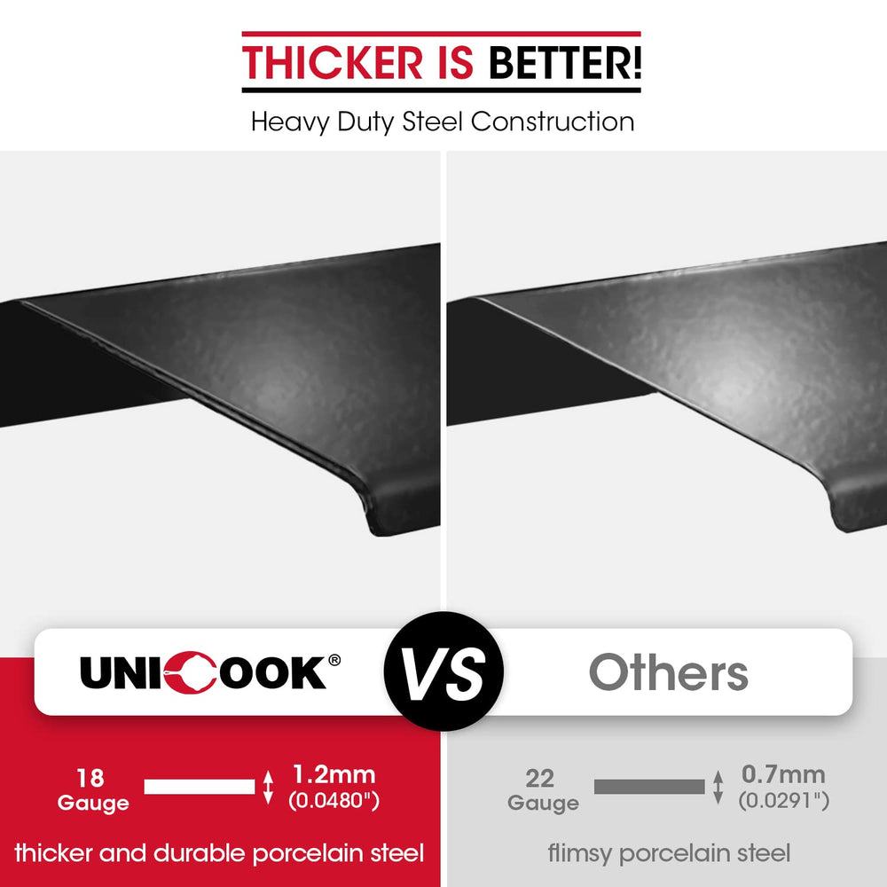 Unicook heat plate installed above burner inside grill, provides even heat distribution