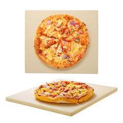 Unicook front view of square pizza stone showing flat cooking surface and edges for even heating