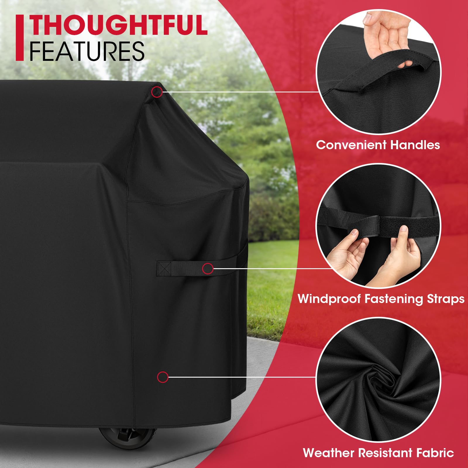 Unicook cover beside ruler showing 48-inch width scale for accurate fit