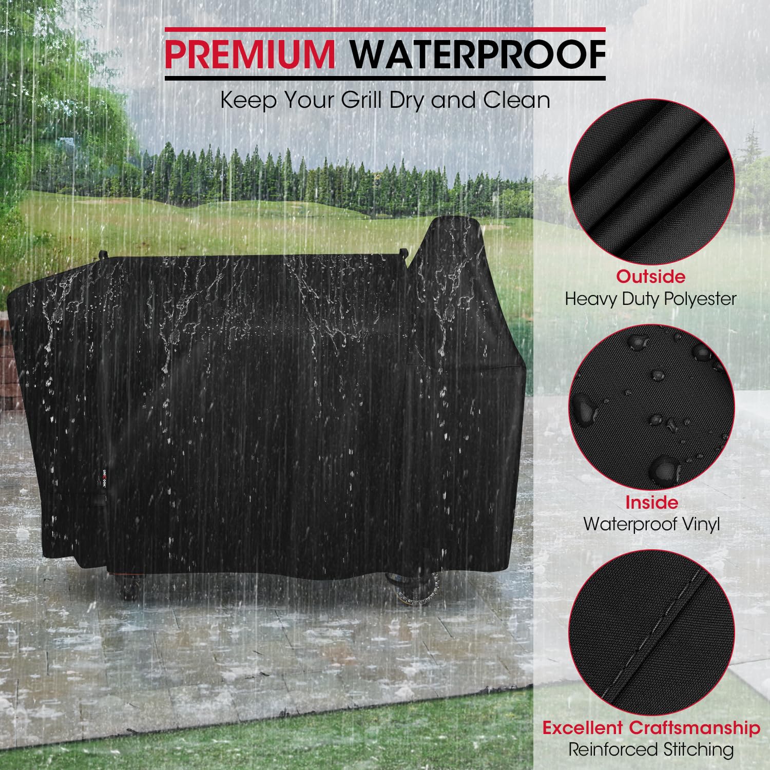 Unicook side wind strap attachment keeping the cover secure in storms
