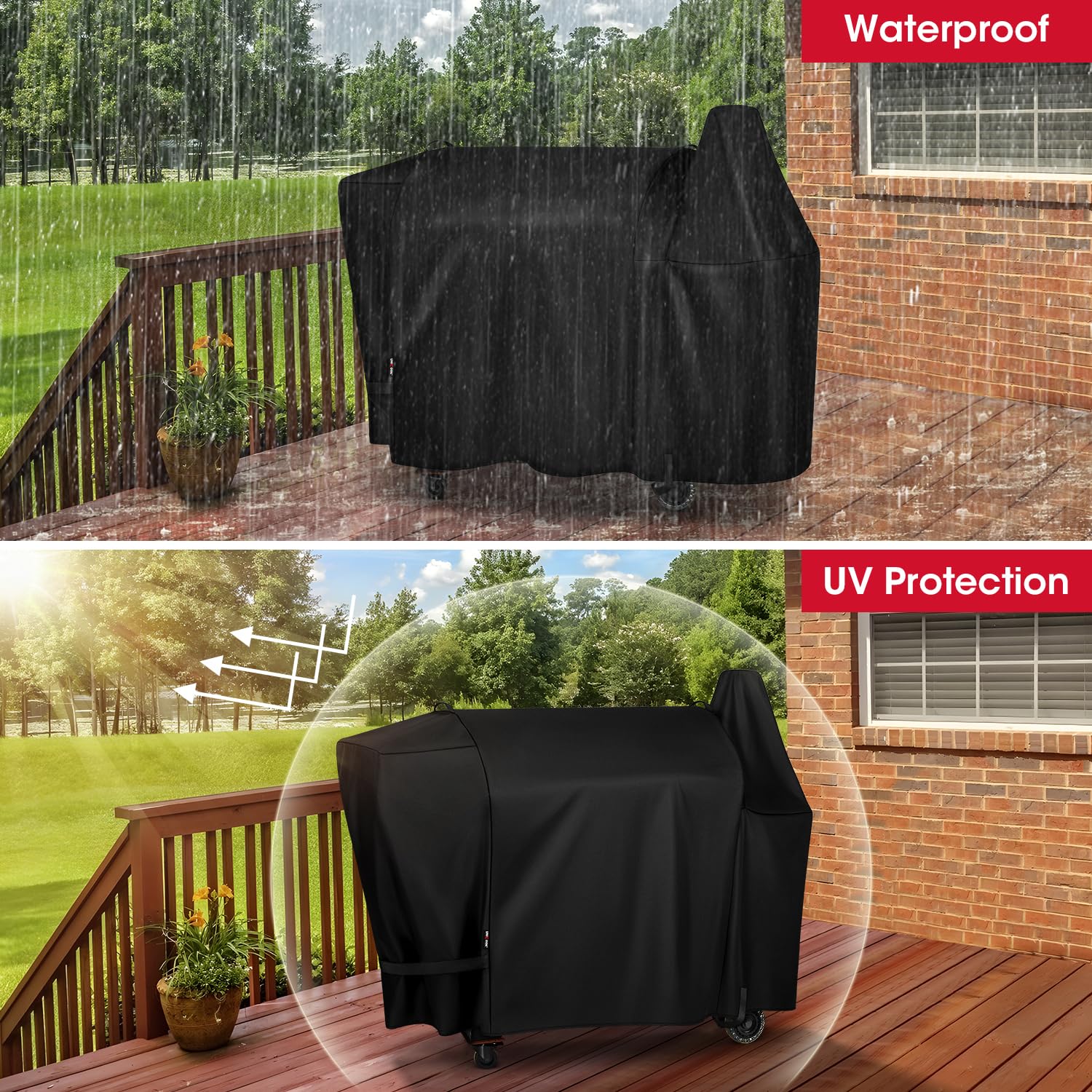 Unicook cover shown on grill for clear size and fit comparison