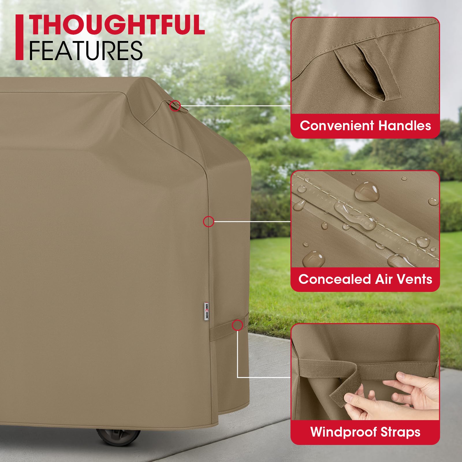 Unicook cover next to chair to show scale and fit assurance
