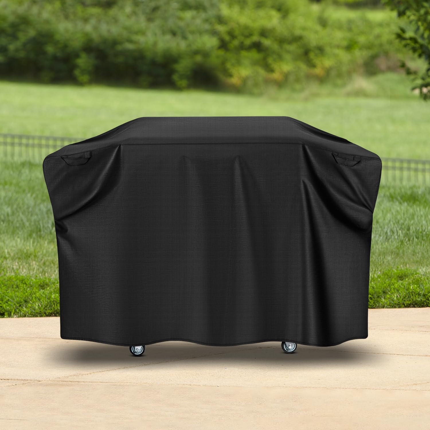 Unicook cover beside measuring tape to confirm 60x23x36 inch fit