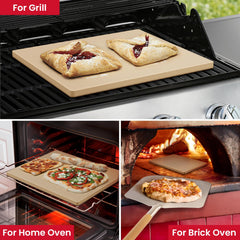 Unicook stone used on a grill illustrating high-heat compatibility for outdoor baking