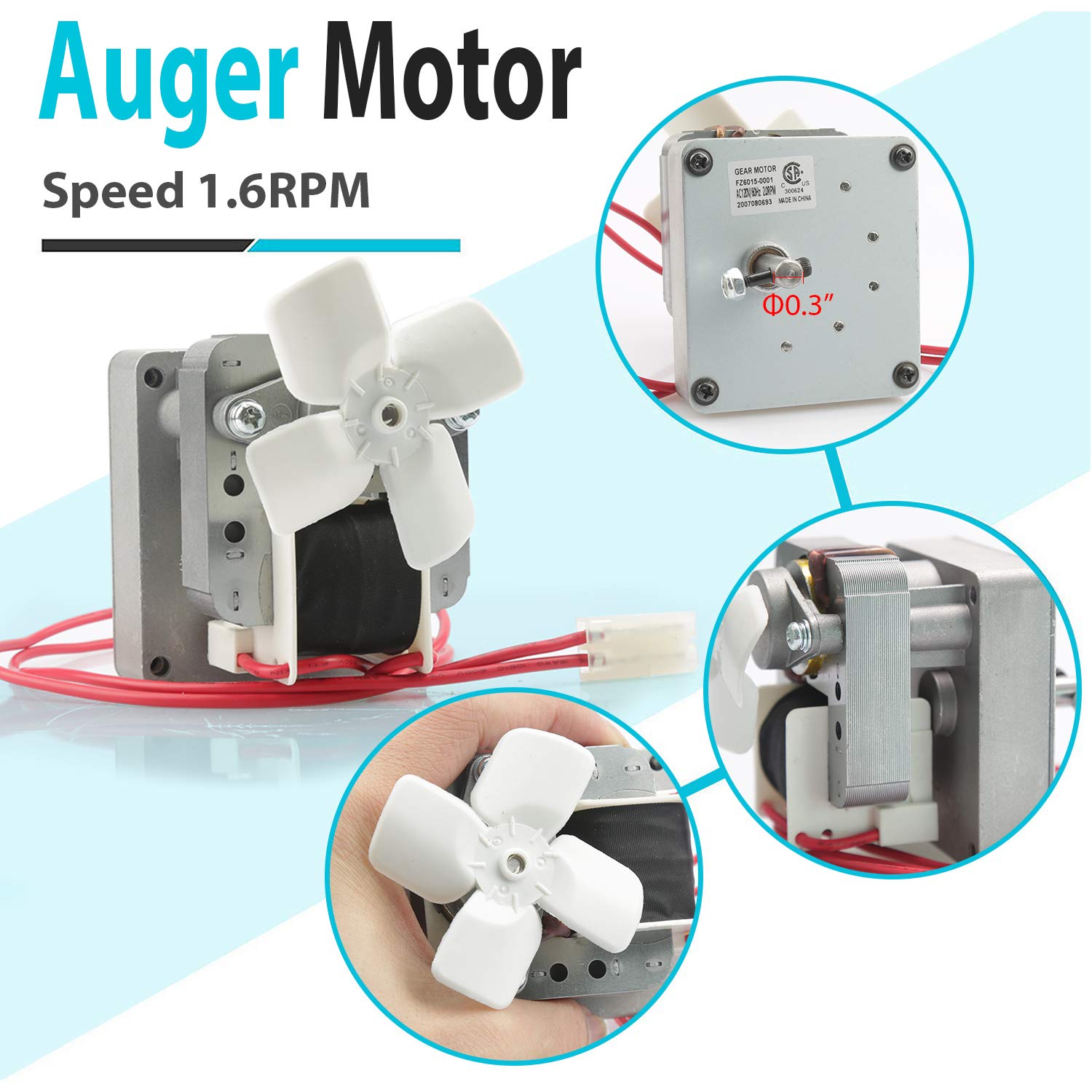 Unidanho auger motor close-up showing durable metal construction and torque