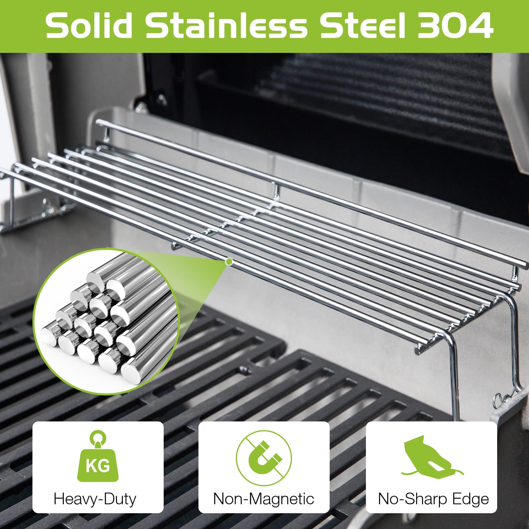 Unidanho close-up of SUS304 rods highlighting corrosion resistance and strength