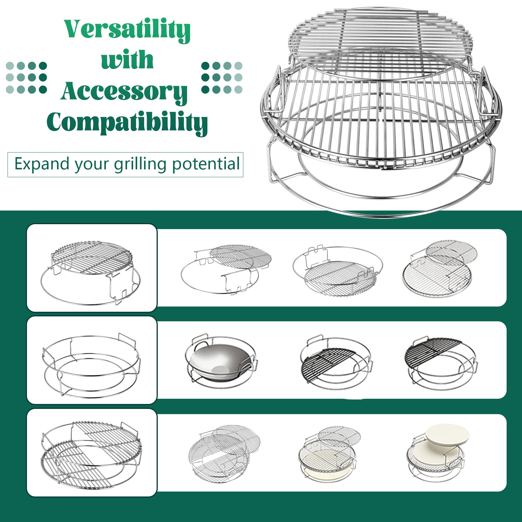 Rib rack and pizza stone on Unidanho setup illustrating simultaneous diverse cooking