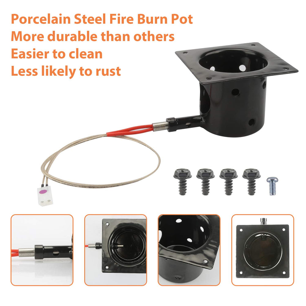 Unidanho fire burn pot and hot rod ignitor mounted for reliable ignition