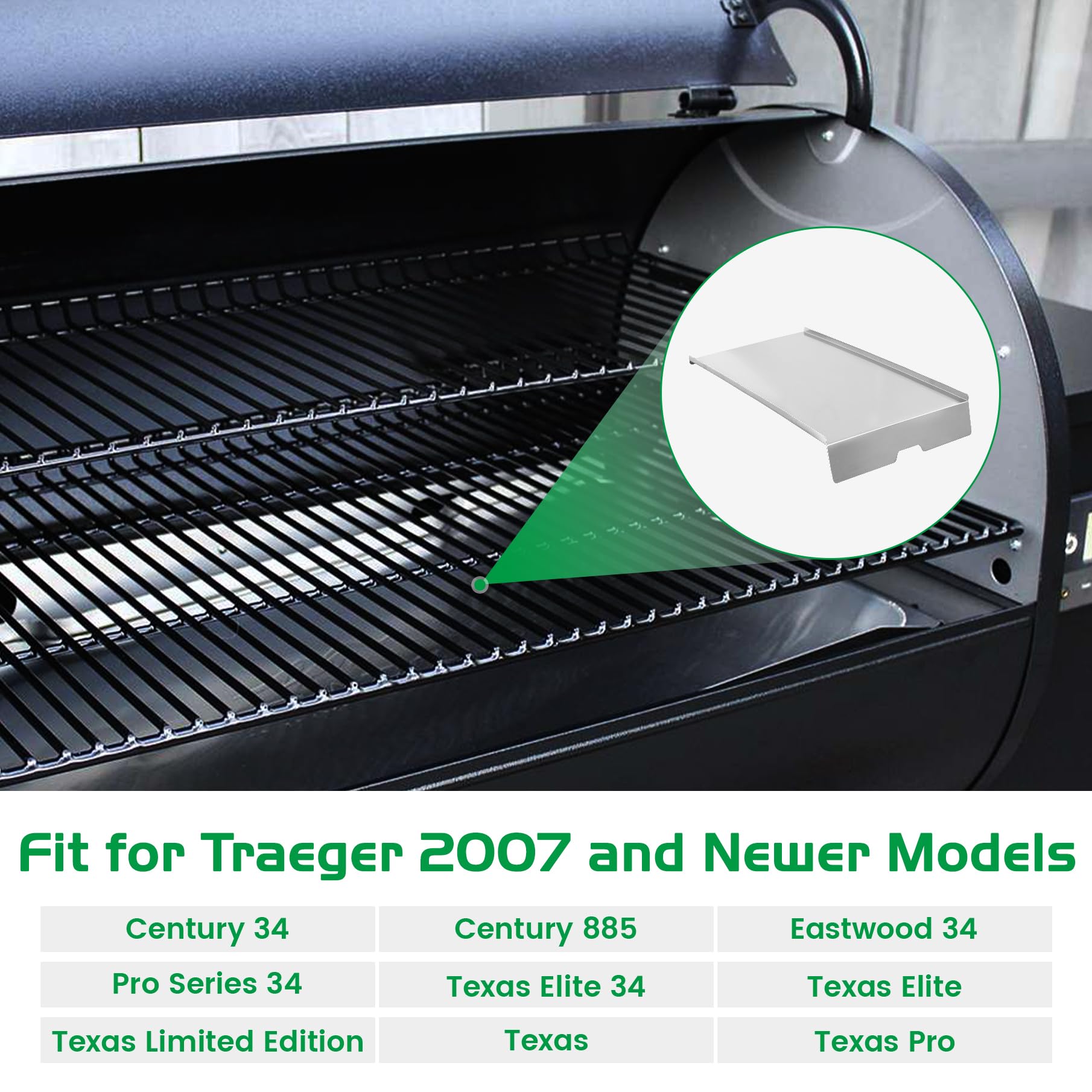 Unidanho installed under cooking grates in a Traeger Pro 34, restores even heat