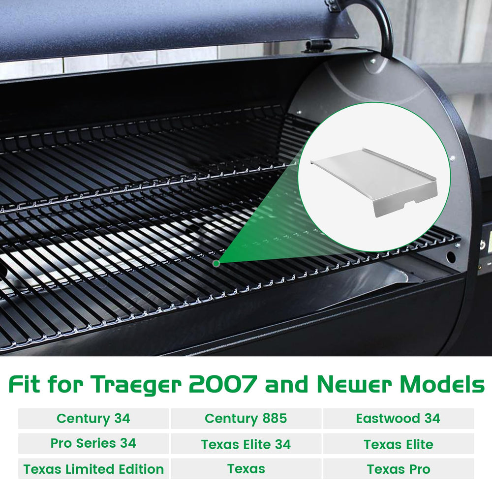 Unidanho installed under cooking grates in a Traeger Pro 34, restores even heat