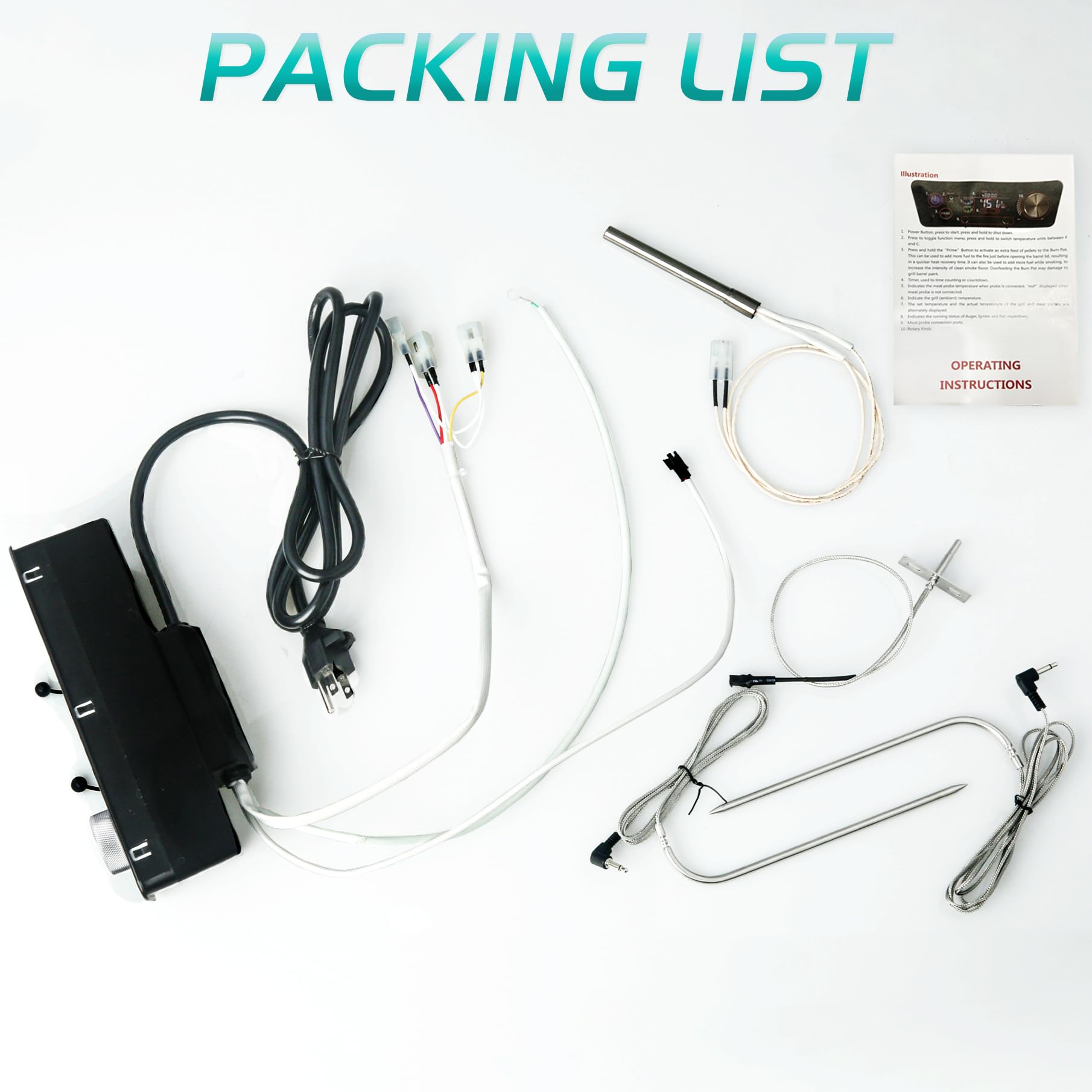 Unidanho kit contents spread including board probes igniter fuse and manual for complete replacement