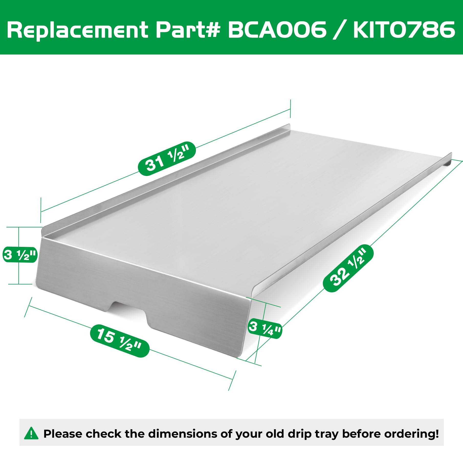 Unidanho with ruler showing 32½ by 15½ inches, confirms correct grill fit