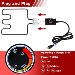Unidanho thermostat controller and power cord showing easy temperature control