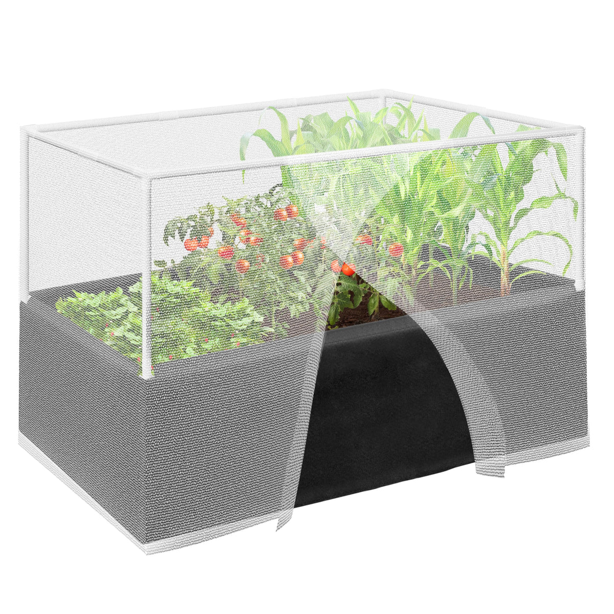 UNIFAMILY front view of assembled raised garden bed showing neat planting area and protection