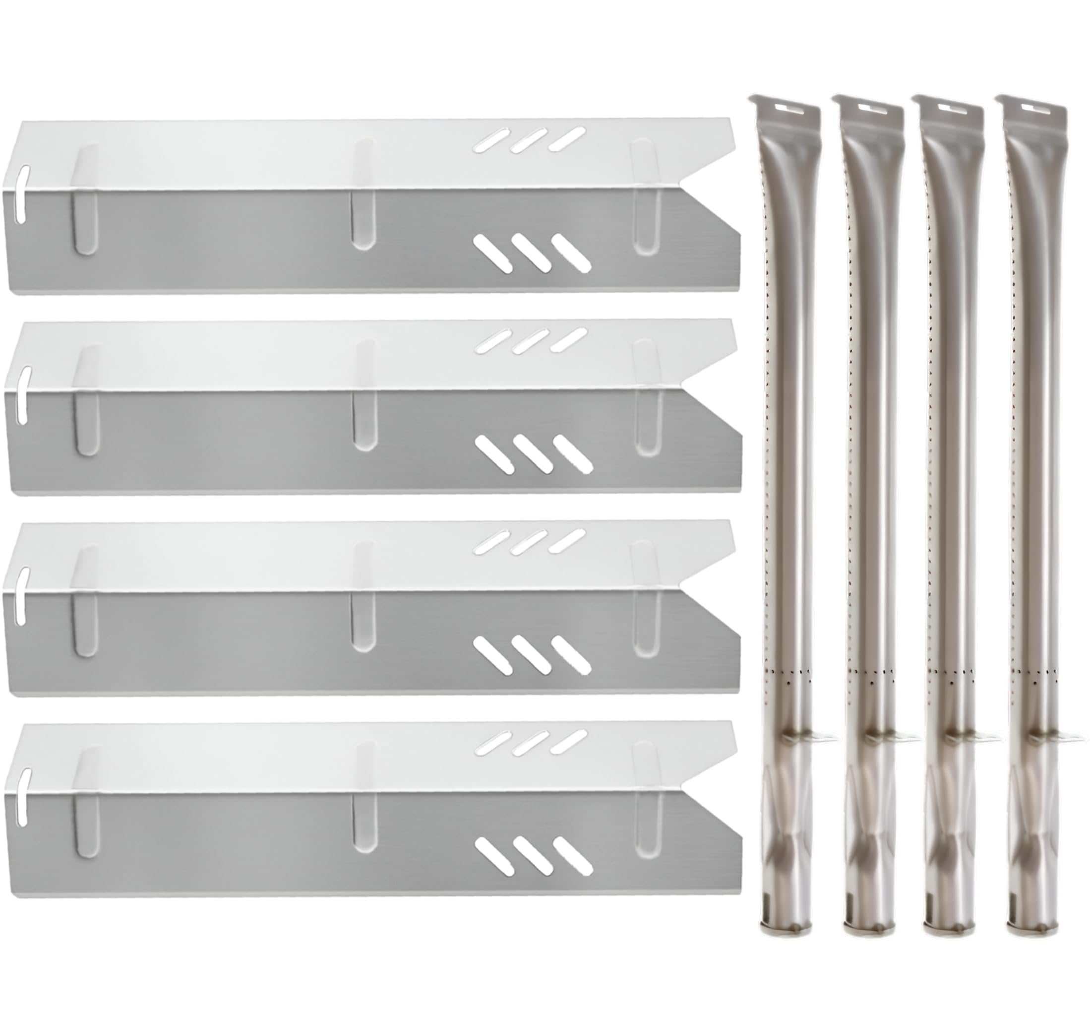 UniFlame front view showing four stainless heat plates and four burners for easy replacement