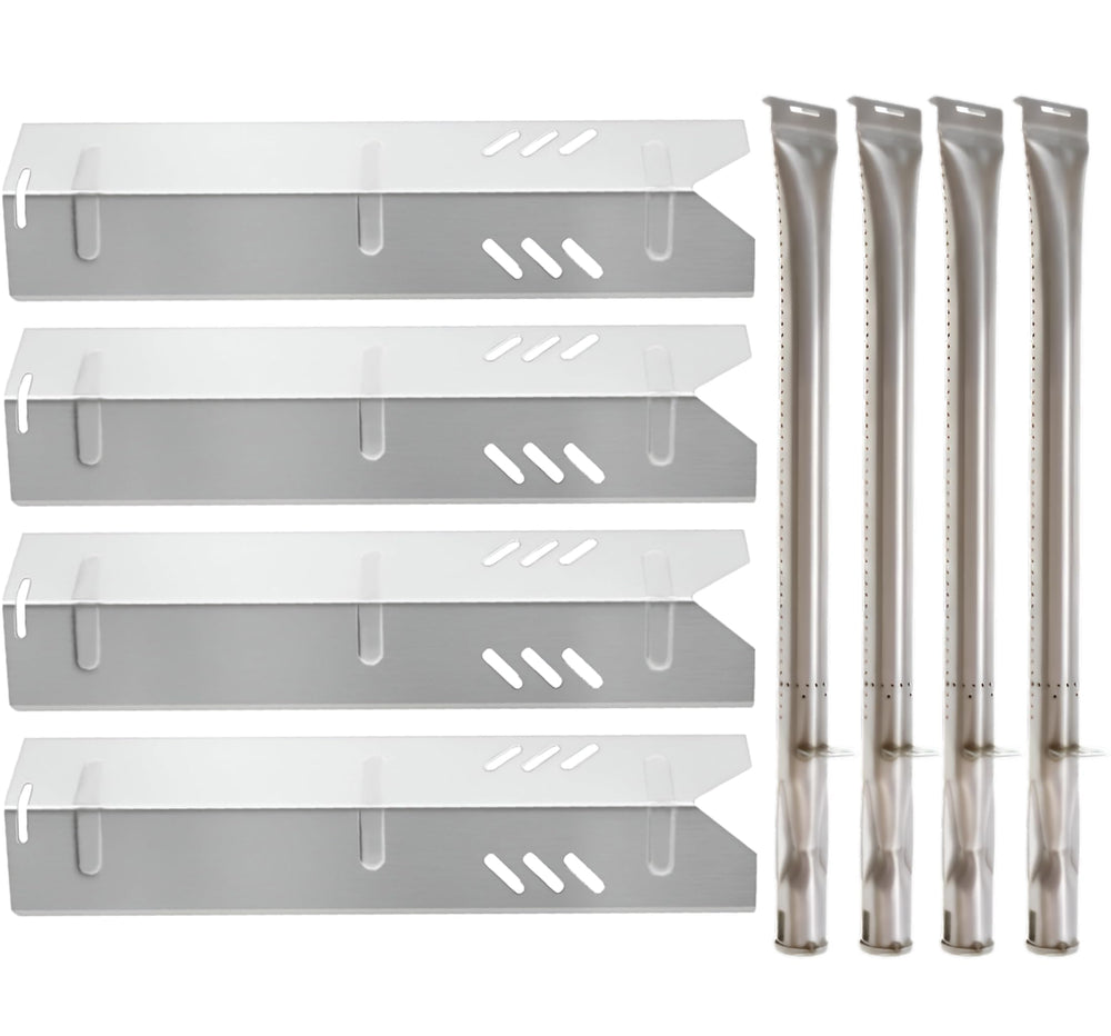 UniFlame front view showing four stainless heat plates and four burners for easy replacement