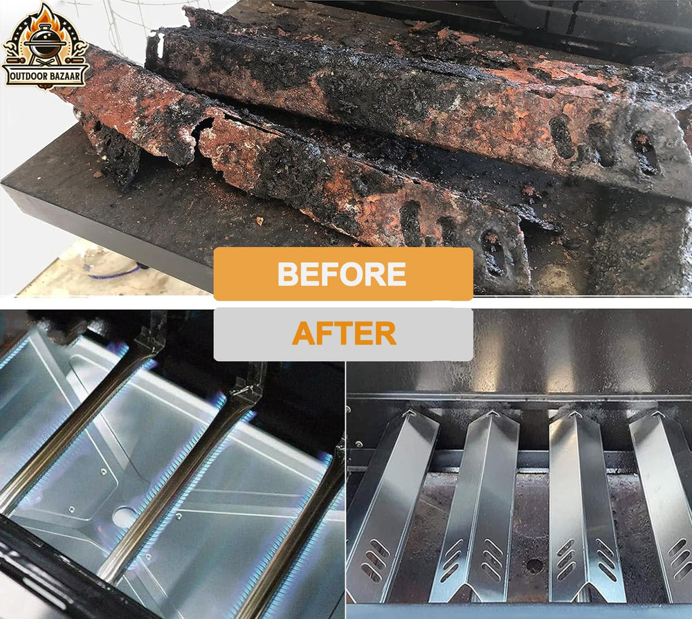 UniFlame installed heat plates and burners in grill demonstrating improved cooking coverage