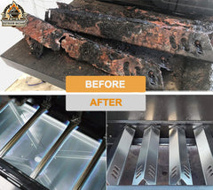 UniFlame installed heat plates and burners in grill demonstrating improved cooking coverage