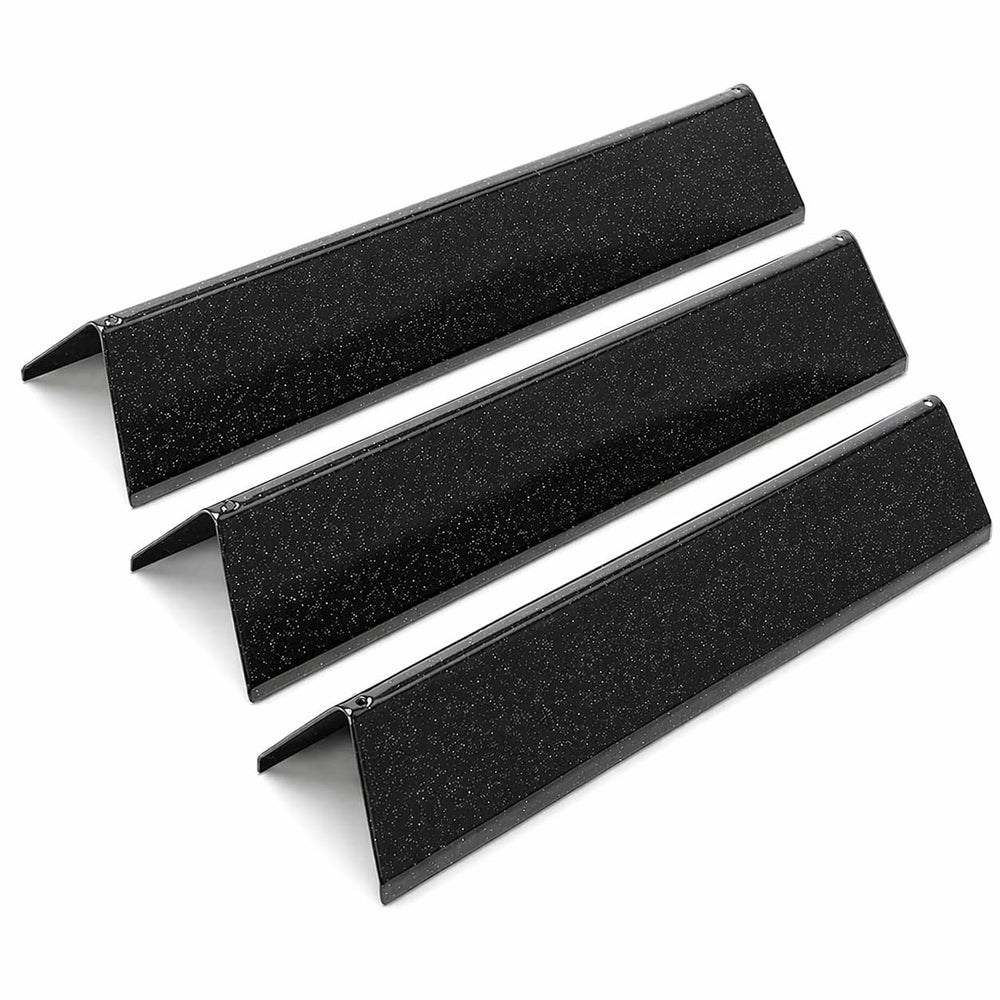 Uniflasy flavorizer bars front view showing three porcelain-enameled bars and fitment benefits