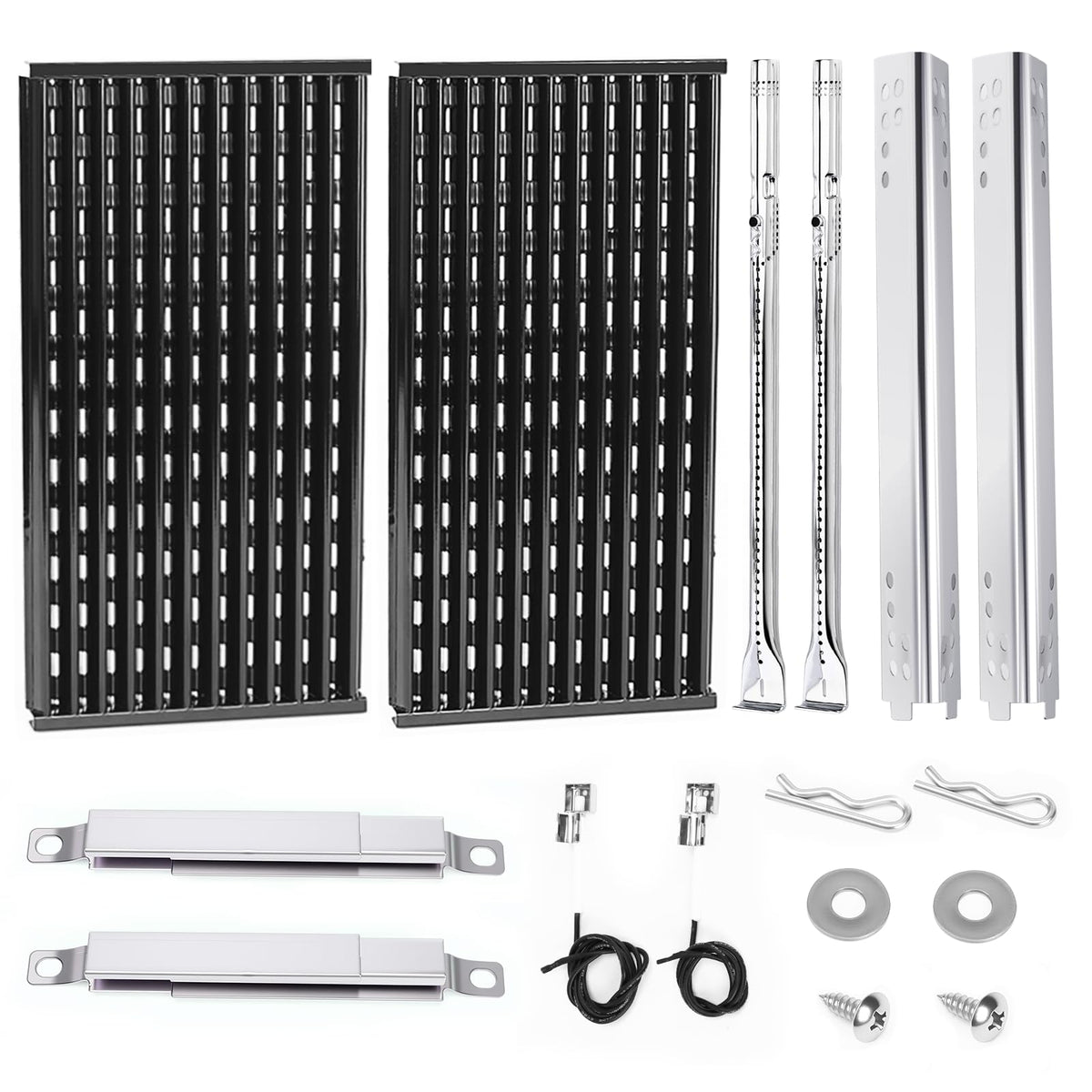Uniflasy front packaging showing complete Char-Broil 2-burner replacement kit and benefits