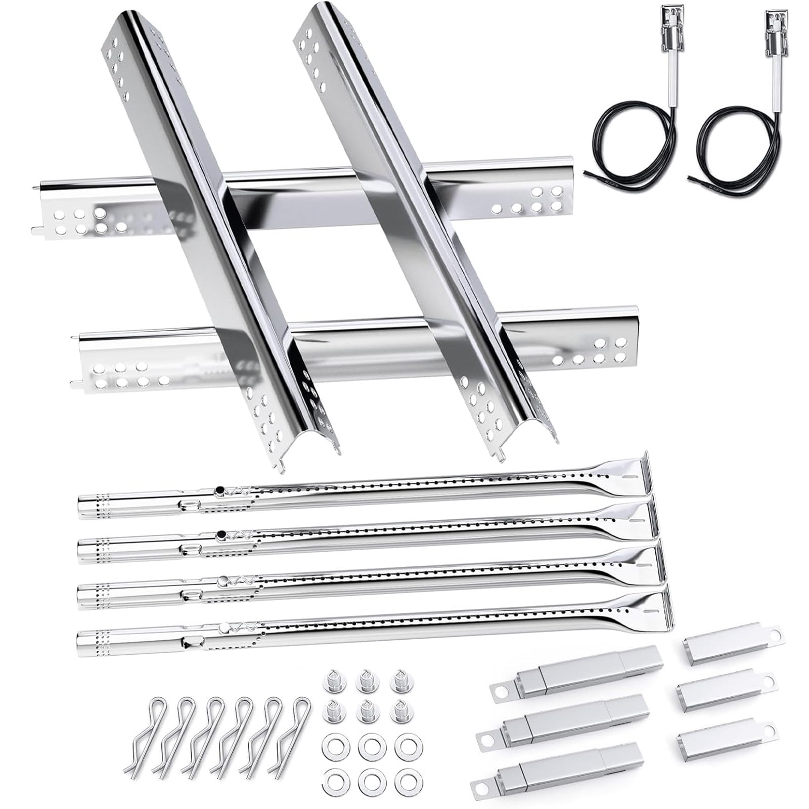 Uniflasy front packaging showing Char-Broil 4-burner replacement kit and model compatibility