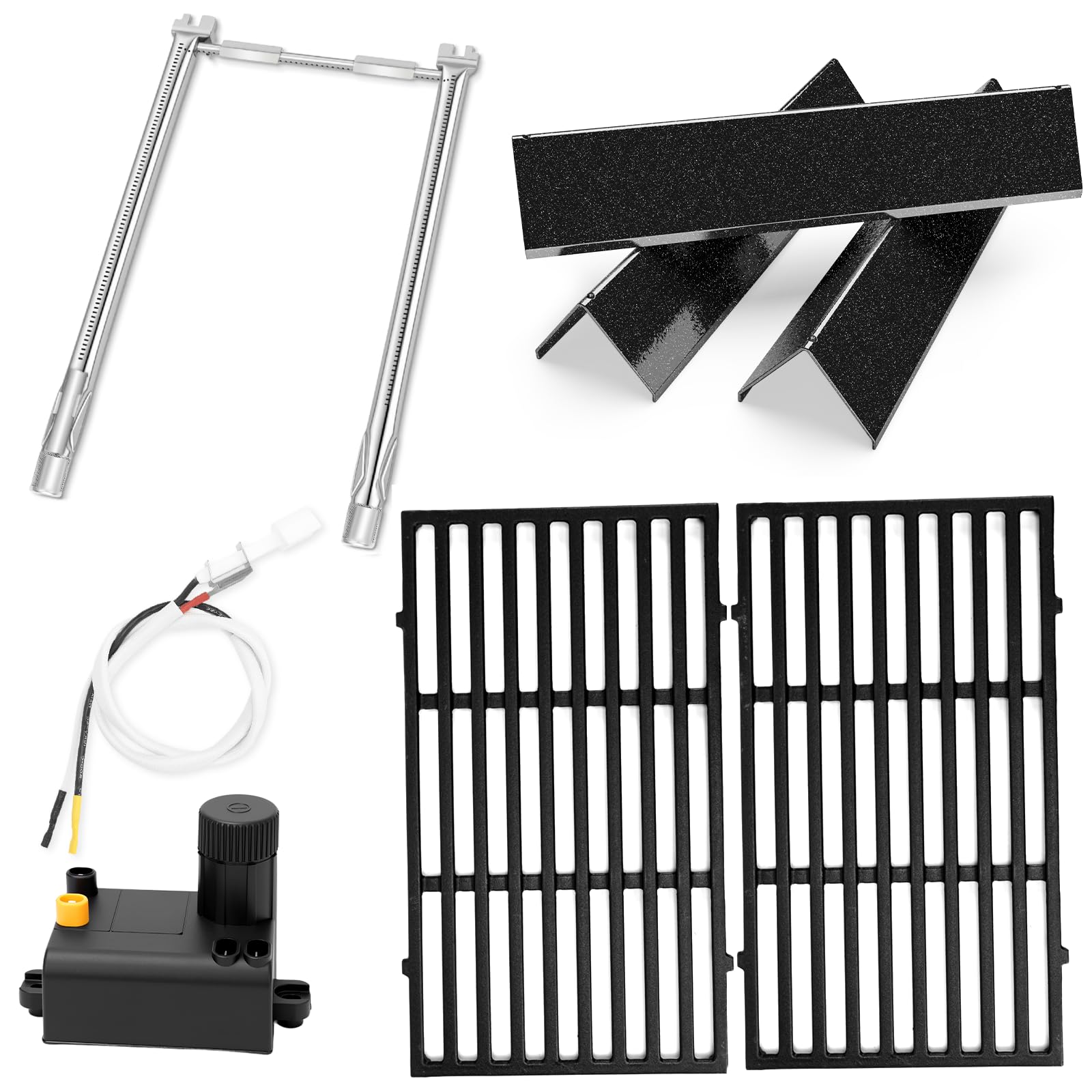 Uniflasy front view of full replacement kit showing all included parts for quick grill renewal