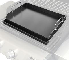 Uniflasy griddle front view showing flat top and polished edges for even cooking