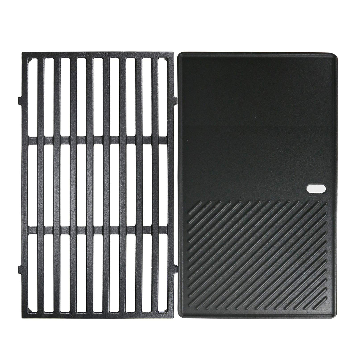 Uniflasy front view of grate and griddle showing full fit and improved heat