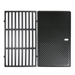 Uniflasy front view of grate and griddle showing full fit and improved heat