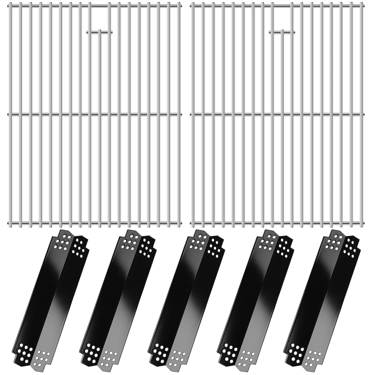 Uniflasy front view of grates and heat plates showing full replacement kit benefit