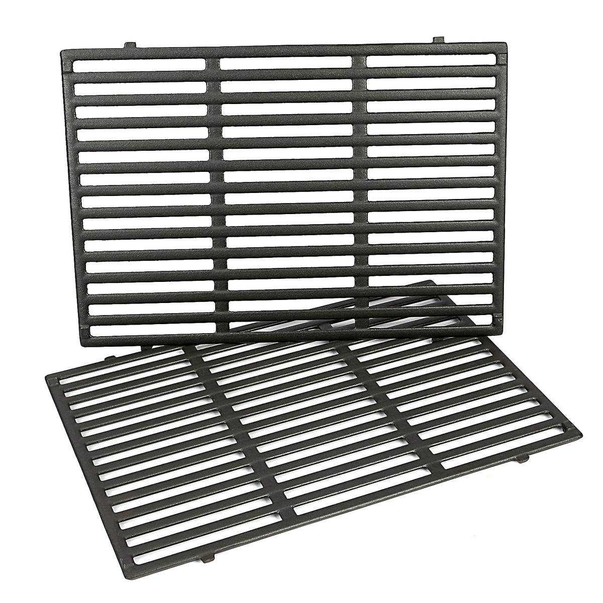 Uniflasy front view of cast iron grates showing full cooking surface and improved searing