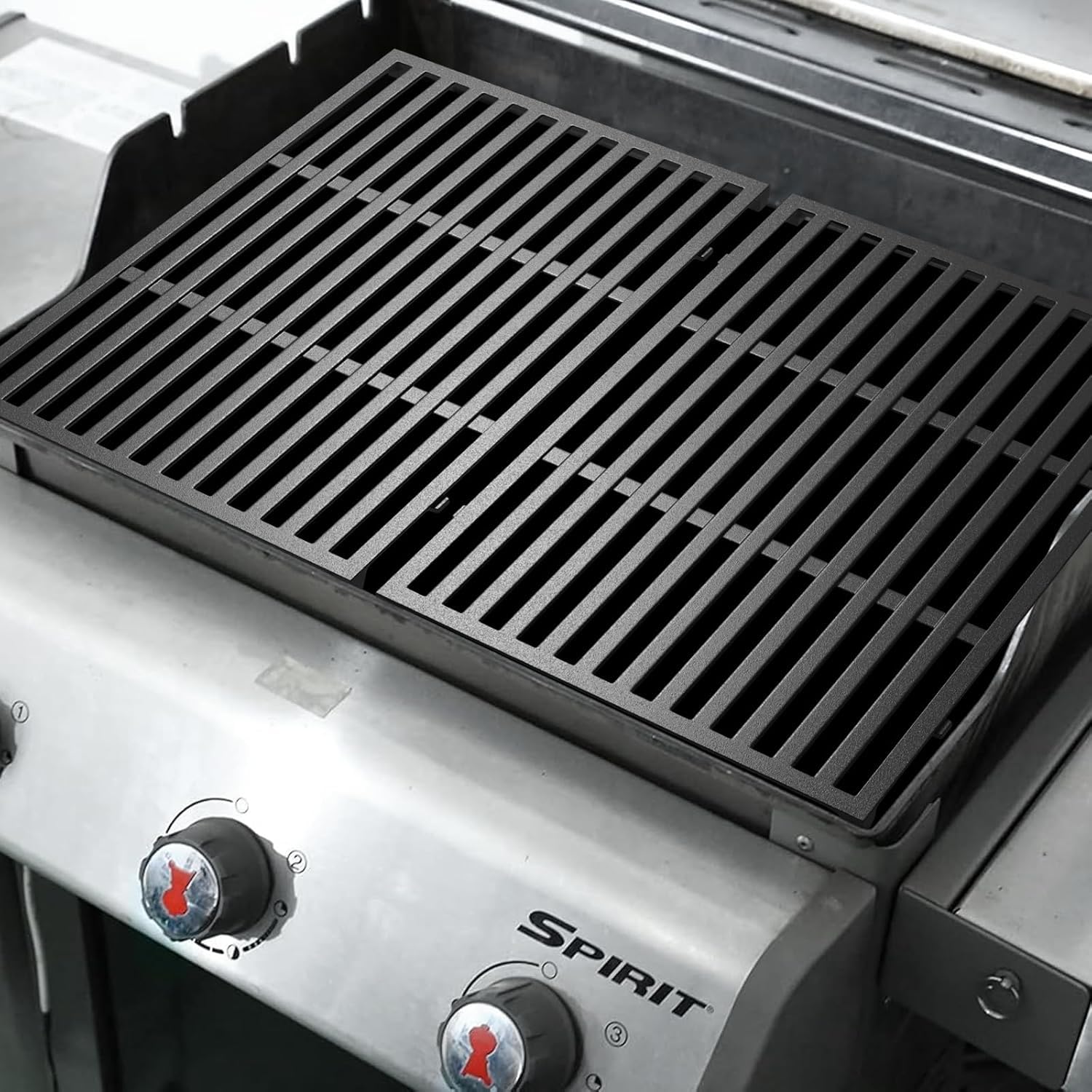 Uniflasy grates installed in Weber Spirit grill, restores sear and cooking surface