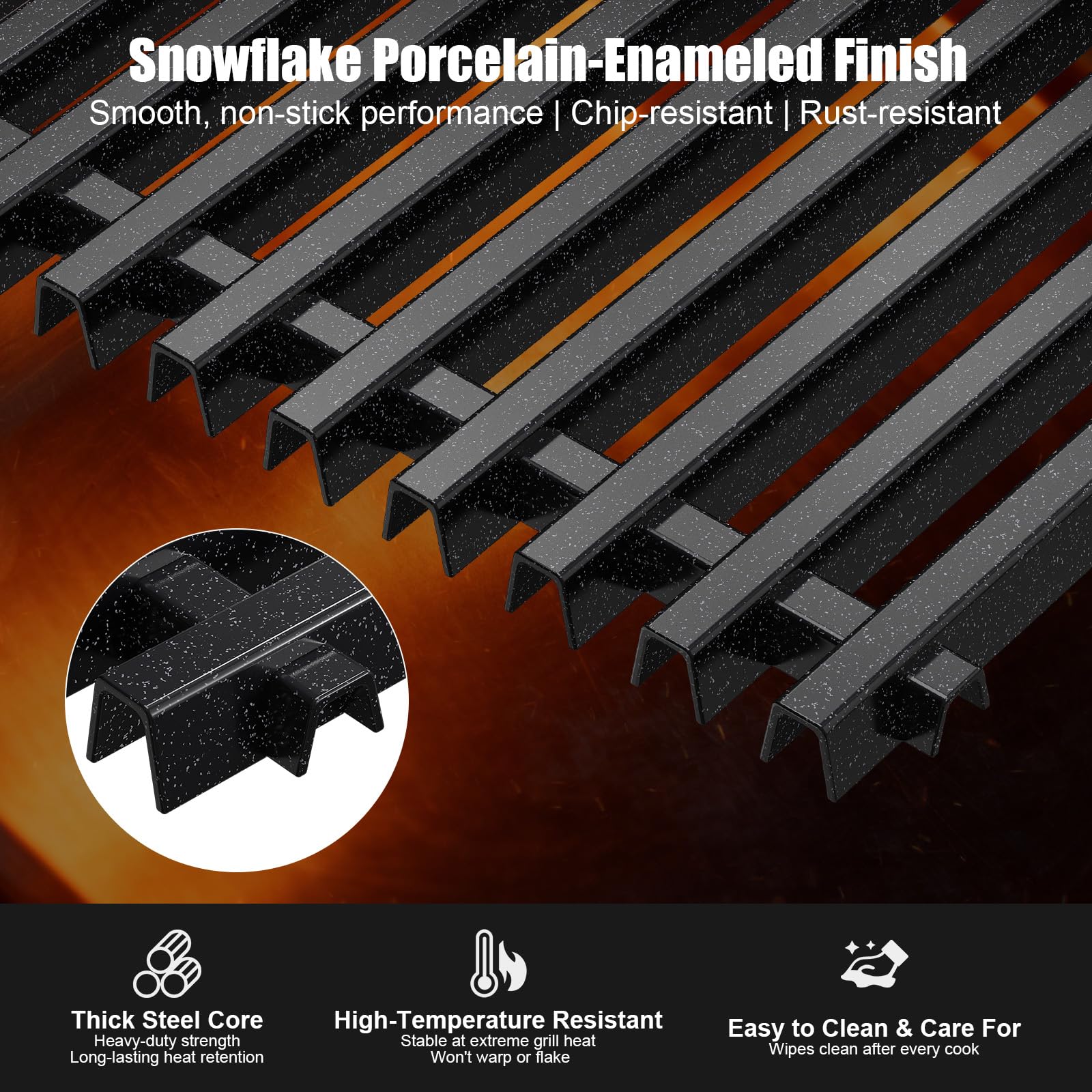 Uniflasy grates in a backyard barbecue setting showing reliable performance and grill marks