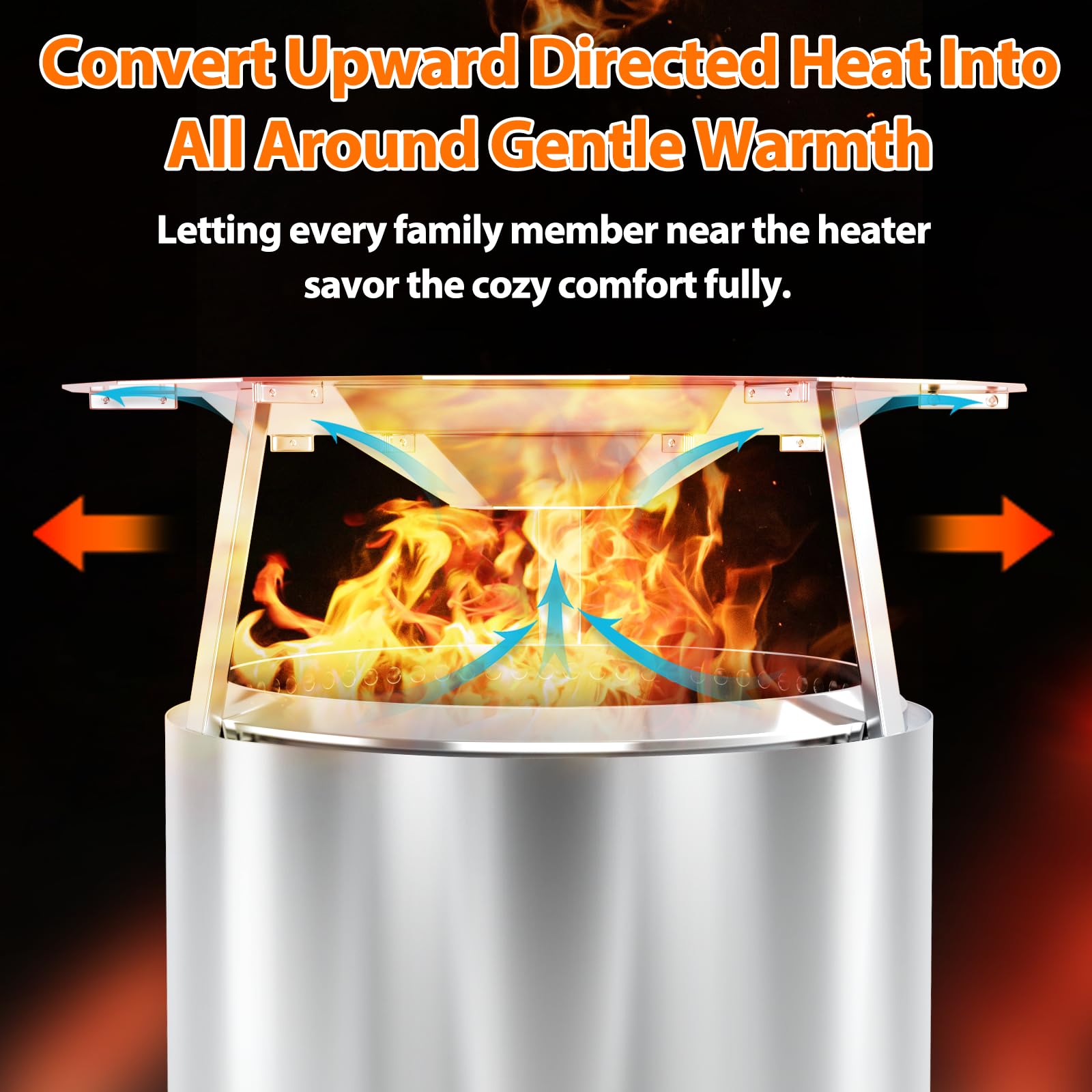 Uniflasy deflector installed on Solo Stove Bonfire directing warmth to guests