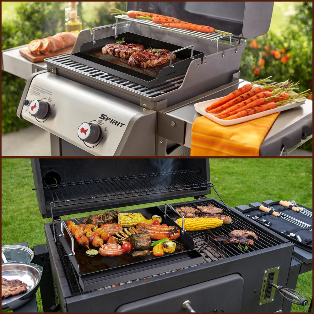 Uniflasy griddle installed in gas grill demonstrating full-contact cooking benefit