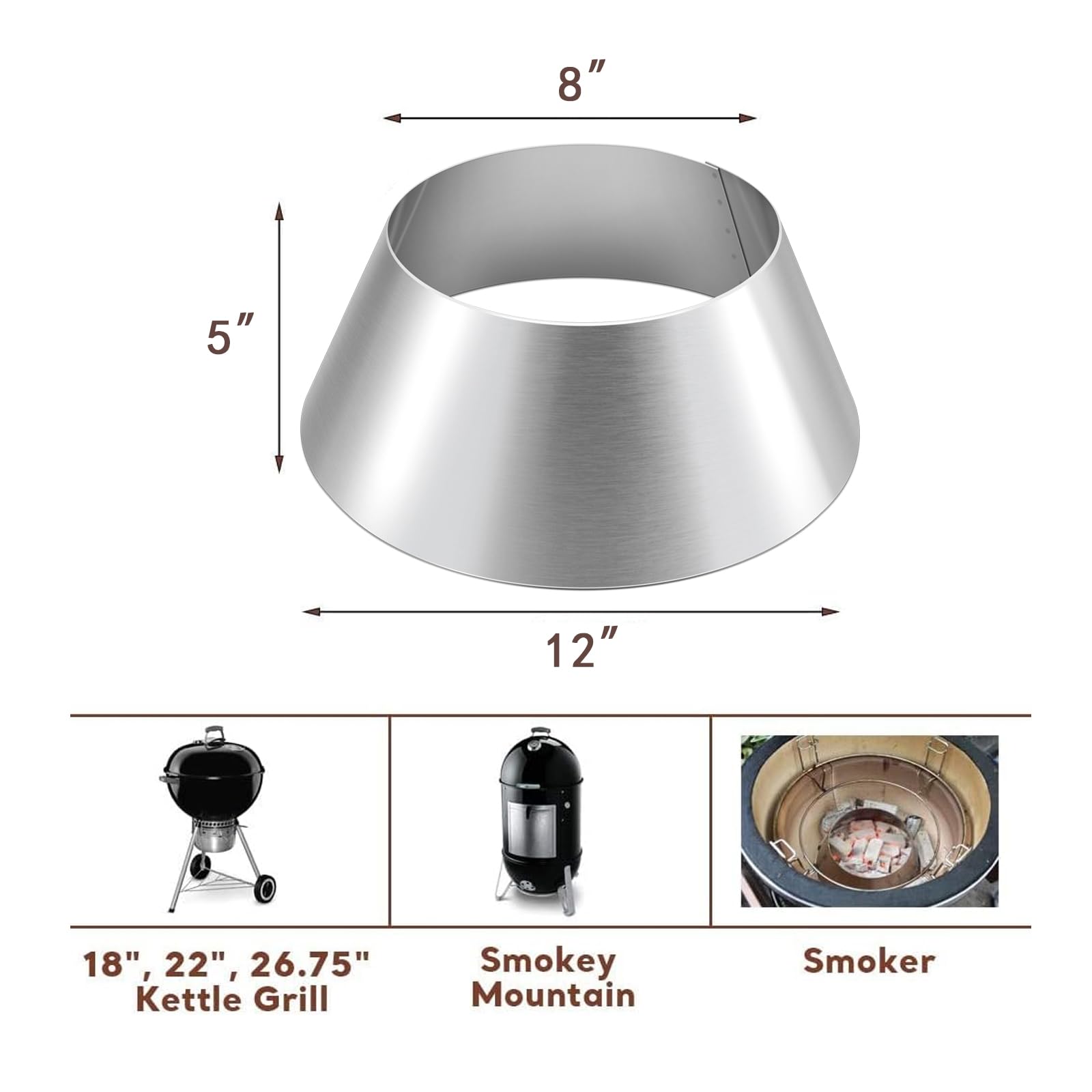 Uniflasy inserted inside kettle grill demonstrating secure placement advantage