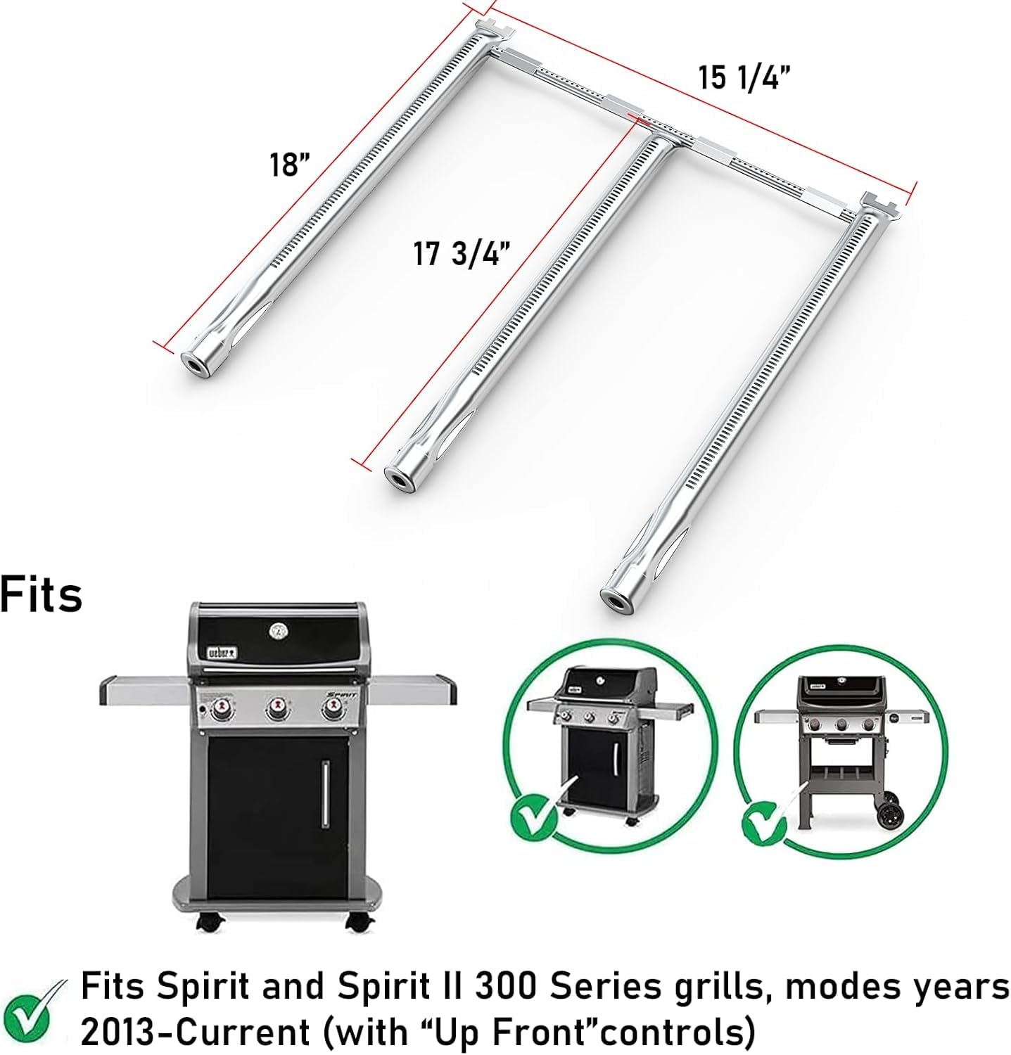 Uniflasy parts installed in Weber Spirit E310 demonstrating restored even heat